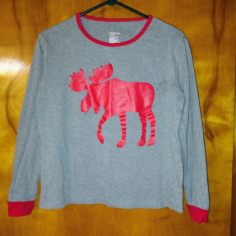Winging Day Brand,Gray and Red Moose Kids Shirt,Size M,NWOT
